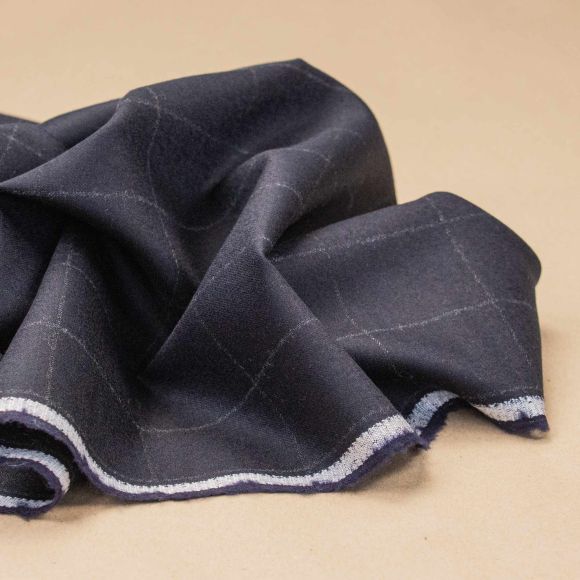 Tissu en laine - qualité légère "Classic Twill Cashmere" (bleu nuit/gris)