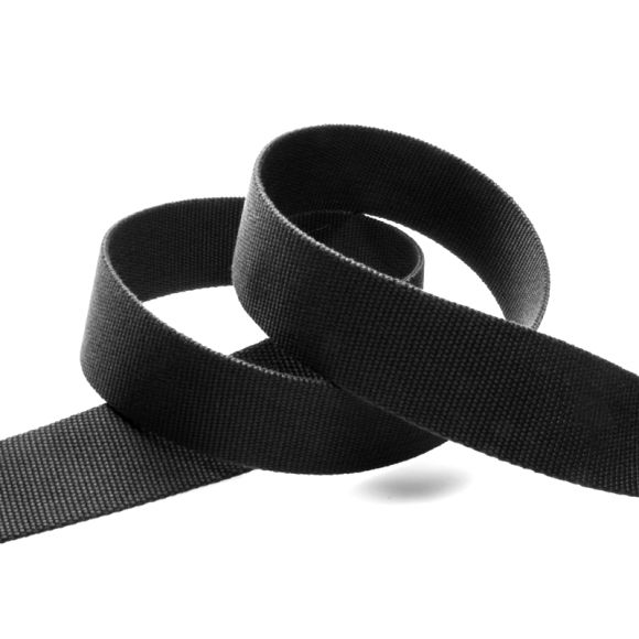 Gurtband Viskose - feste Qualität "Uni" 30/40 mm - am Meter (schwarz)