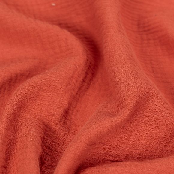 Double gaze de coton - grande largeur "Souple" (rouge rouille)