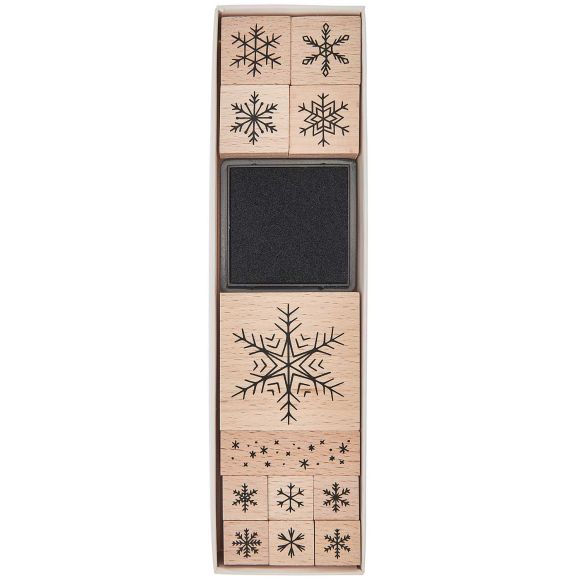 Holzstempel-Set "Schneeflocken/Schneesterne" 12-teilig von RICO DESIGN