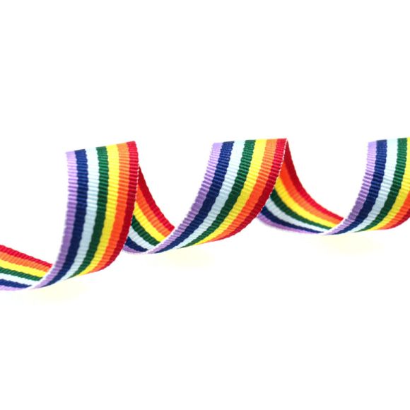 Ruban de reps "Rayures arc-en-ciel" 10 mm (multicolore)