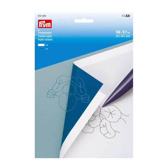 PRYM Papier carbone - 2 feuilles de 58 x 57 cm (blanc/bleu foncé) 610464