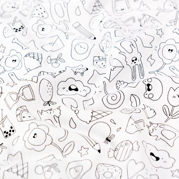 Coton à colorier "Icônes" (blanc/noir)