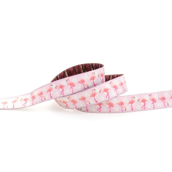 Ruban tissé "Flamant rose" 16 mm (rose-pink/offwhite)