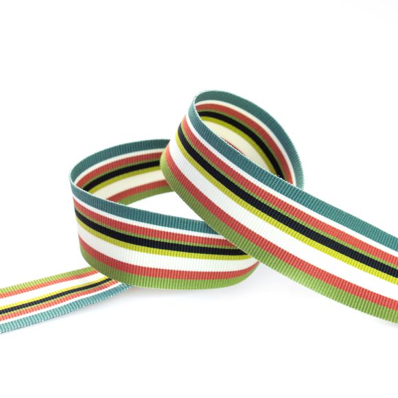 Gurtband "Multistreifen" 50 mm (grün-oliv/braun/anthrazit/ecru)