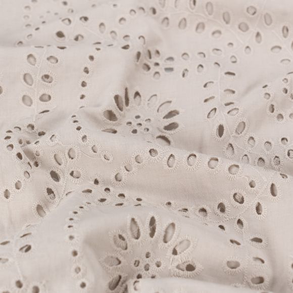 Coton brodé "Broderie anglaise/Branches" (sable)