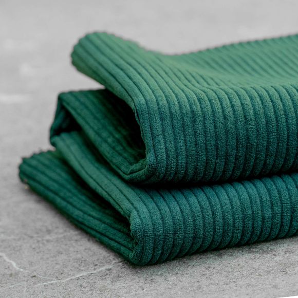 Tissu d'ameublement/décoration - velours à grosses côtes "uni" (vert sapin)