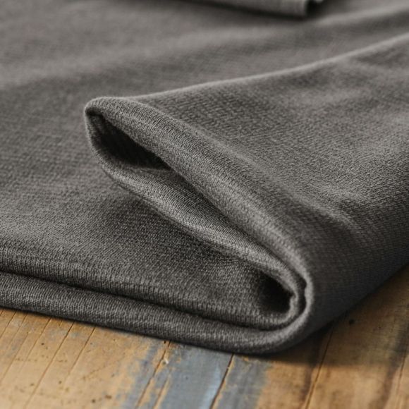 Tissu tricoté coton bio/laine "Organic Woolen - calm grey" (gris) de mind the MAKER