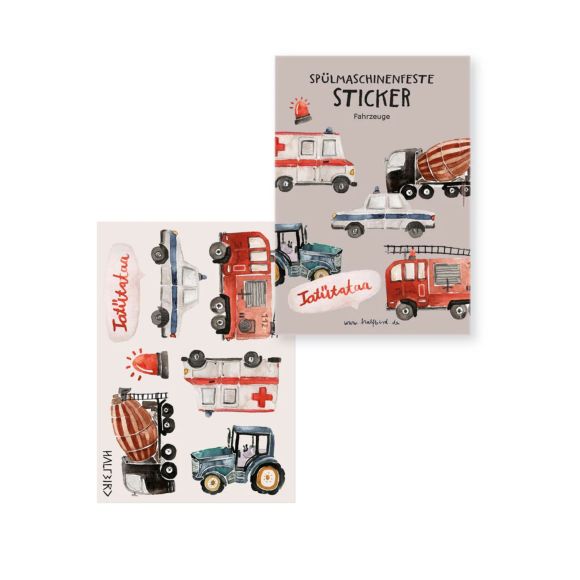 Autocollants résistants au lave-vaisselle "Véhicules" - lot de 7 stickers de halfbird