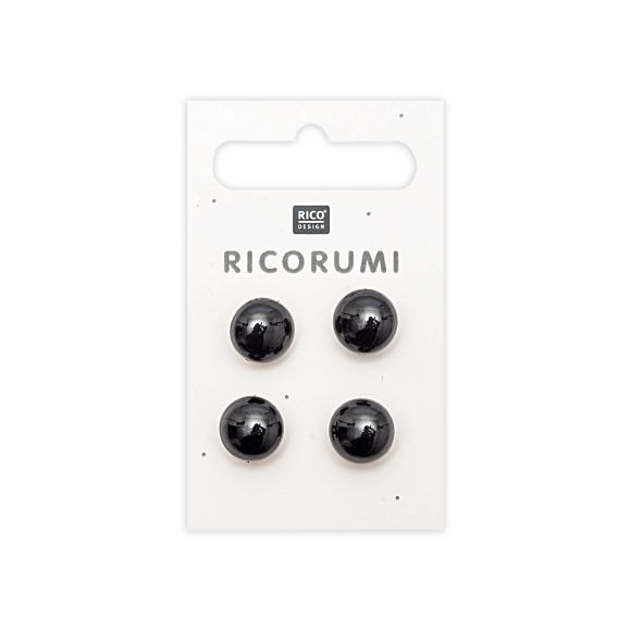 Yeux à coudre avec tige "Ricorumi" - lot de 4 - Ø 11 mm (noir) de RICO DESIGN