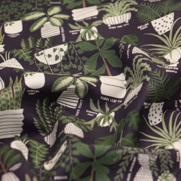 Bio-Baumwolle "Planted/Inner Growth" (nachtblau-piniengrün/ecru) von Cloud9 Fabrics