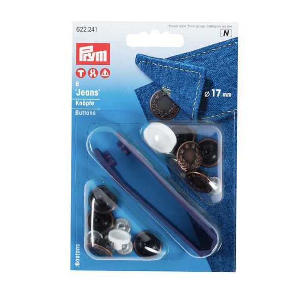 PRYM Boutons Jean "couronne de laurier" - Ø 17 mm, 8 pces (vieux cuivre) 622241