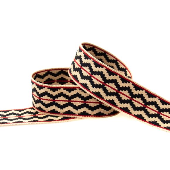 Gurtband "Ethno Rhombus" 40 mm (sand-nachtblau/rot)