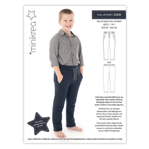 Patron - pantalon de jogging pour enfants "Pull up pants" t. 92-164 de minikrea (all./en./danois)
