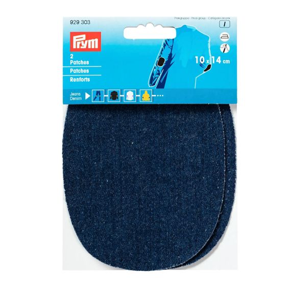 PRYM Patch zum Aufbügeln "Jeans" 10 x 14 cm, Pack à 2 Stk (denimblau) 929303