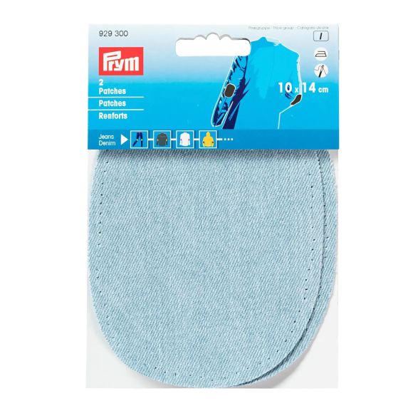 PRYM Patch zum Aufbügeln "Jeans" 10 x 14 cm, Pack à 2 Stk (hellblau) 929300