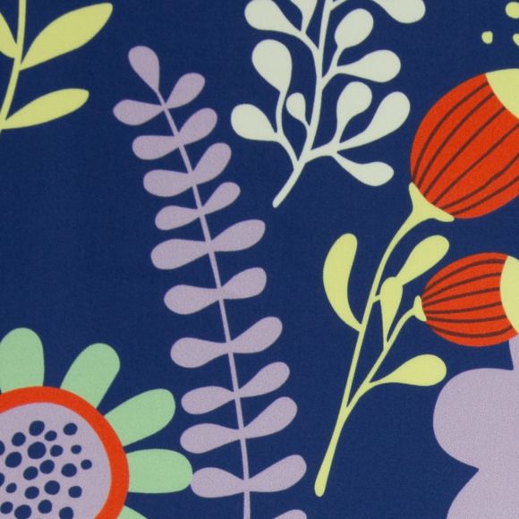 Viscose "Never Enough Flowers by käselotti" (bleu foncé-multicolore) de Swafing
