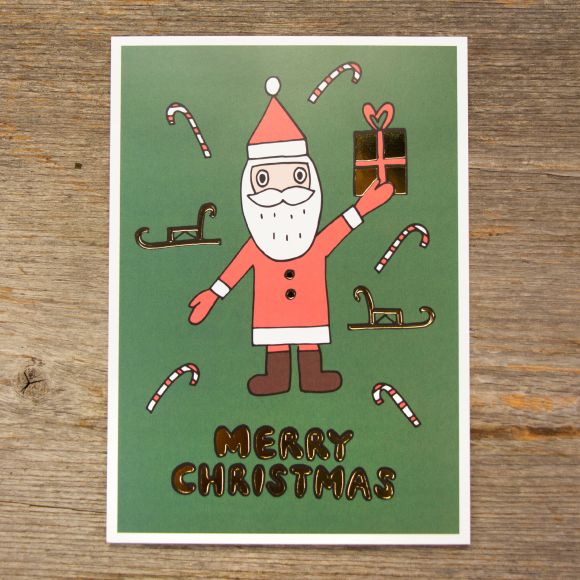 Postkarte "Merry Christmas/Weihnachtsmann" von Kids Pics