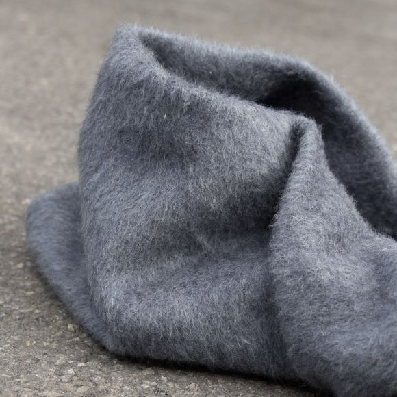 Tissu pour manteaux en laine/alpaga "Deluxe" (bleu chiné)