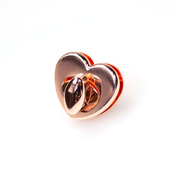 Drehverschluss für Taschen - herzförmig "Metall" - 30 mm (kupfer)