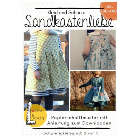 Schnittmuster Kleid und Schürze "Sandkastenliebe" Gr. 80-140 von Lotte & Ludwig