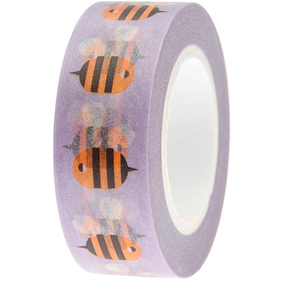 Masking Tape "Just bees + fruits + flowers - Bienen" (lila-gelb) von RICO DESIGN