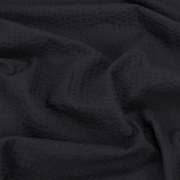 Seersucker coton "Breeze Lines" (noir)