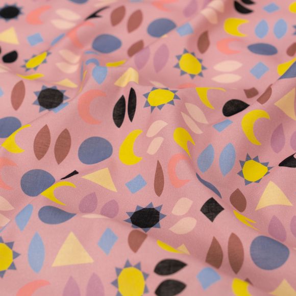 Batist Bio-Baumwolle "Sun Seed Moon/Sun and Moon" (altrosa-bunt) von Cloud9 Fabrics
