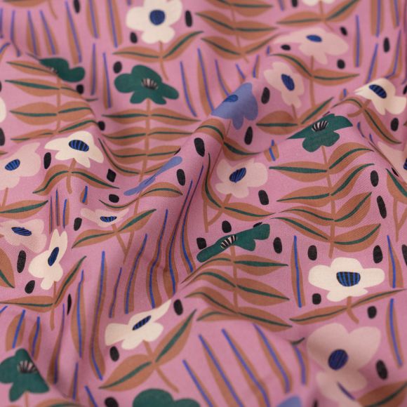 Batist Bio-Baumwolle "Sun Seed Moon/Moonflower" (altrosa-grün/braun) von Cloud9 Fabrics