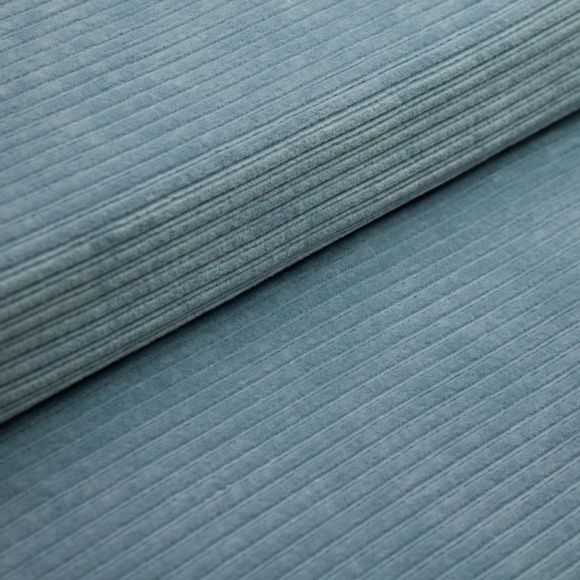 Velours à grosses côtes jersey - strié (gris bleu)