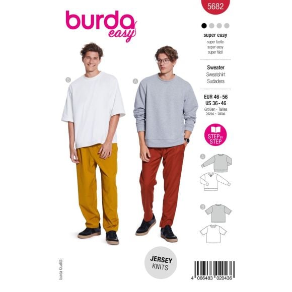 Schnittmuster - Herren "T-Shirt/Sweatshirt 5682" (Gr. 46-56) von burda easy