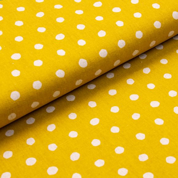 Coton/lin "Large natural dots" (jaune moutarde-nature) de SEVENBERRY/Japon