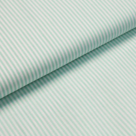 Popeline coton - fil teint "Rayures verticales" (menthe chiné/blanc)