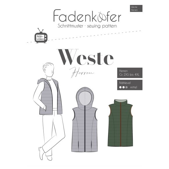 Patron - Gilet/veste pour hommes "Weste" (2XS-4XL) de fadenkäfer (en allemand)