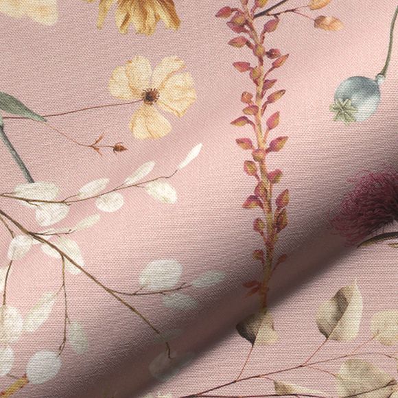 Toile de coton 'Fleurs sauvages/Automne' (rose-multicolore)