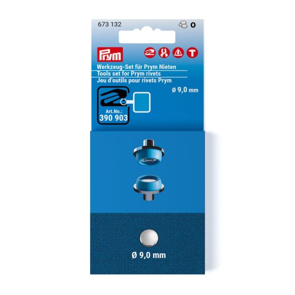 PRYM Vario jeu d’outils pour rivets Ø 9 mm (bleu) 673132