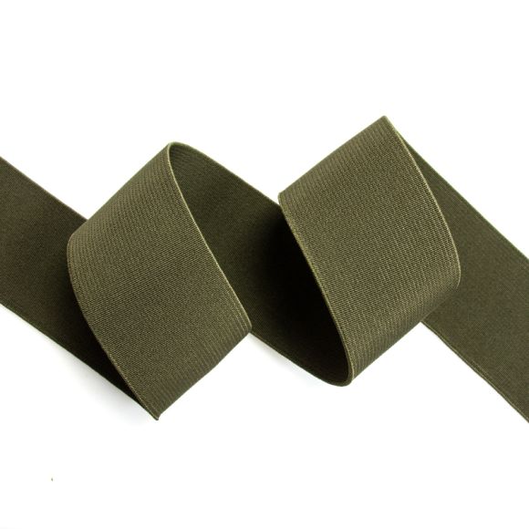 Ruban élastique "uni" 50 mm - au mètre (olive)