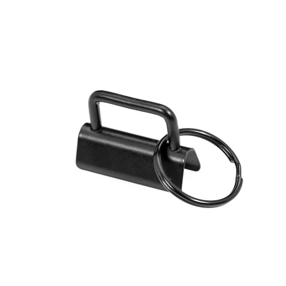 Embout à pincer pour porte-clés avec anneau 25/30mm (noir)