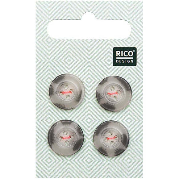 Knopf "Structure" rund 4-Loch - Ø 15 mm, 4 Stück (beige/grau) von RICO DESIGN