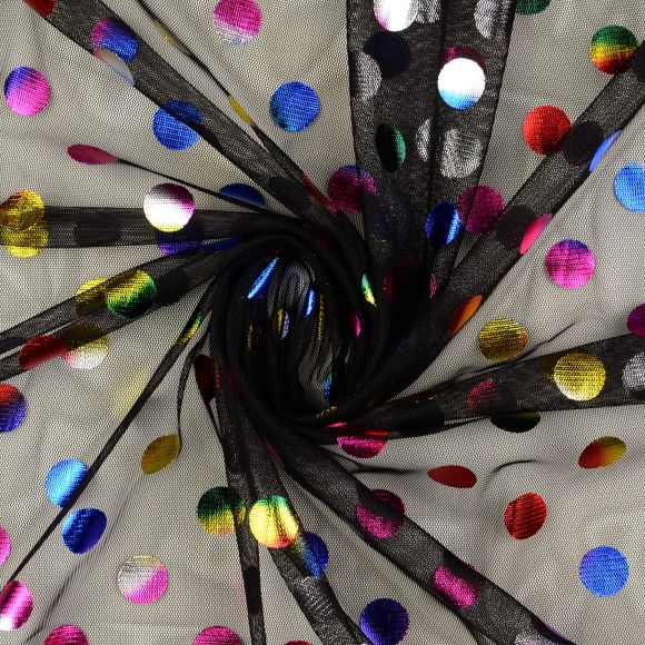 Tüll-Stoff "Soft Touch - Punkte" (schwarz-bunt)