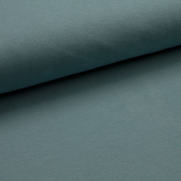 Tissu bord côte bio lisse "uni - smoke blue" (bleu fumé) de C. PAULI