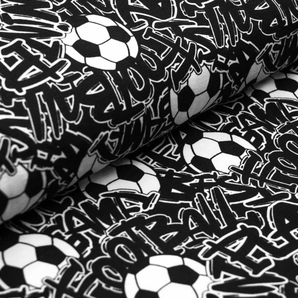 85 cm reste // Jersey de coton "Football/graffitis" (noir-blanc) de Fräulein von Julie