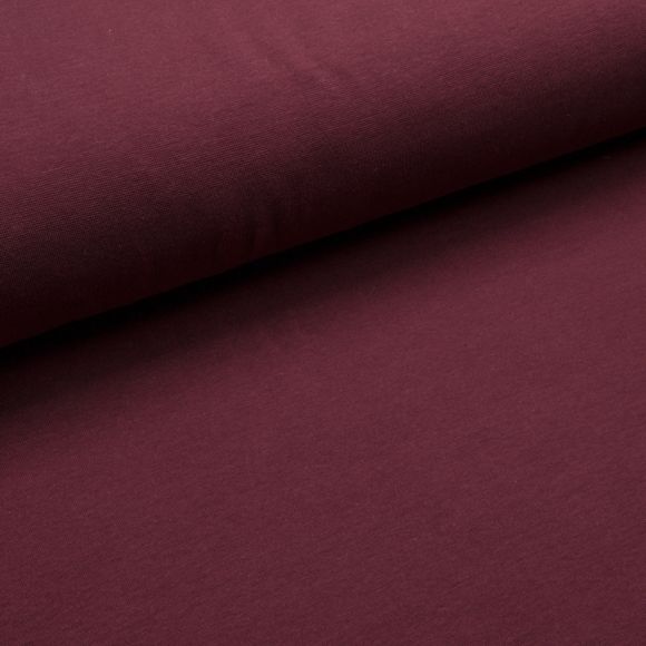 Tissu bord côte bio lisse - tubulaire "uni - zinfandel" (rouge vin) de C. PAULI