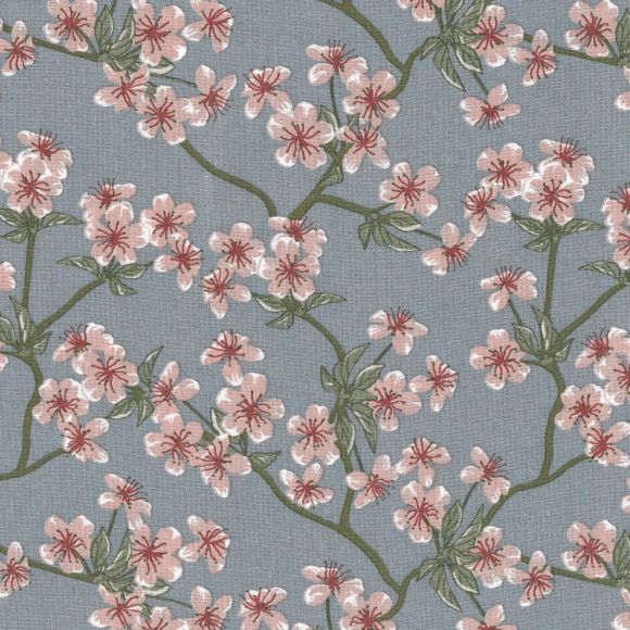 AU Maison - Toile cirée "Amalie-Dusty Blue" (bleu gris-vieux rose/vert olive)