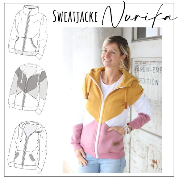 Ebook - Schnittmuster Damen Sweatjacke "Nurika" (Gr. 32-52) von moeve.design