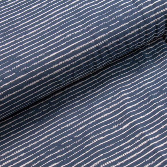Jersey coton "Rayures" (bleu jeans-blanc)