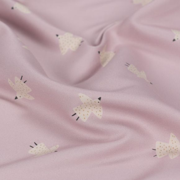 Tissu microfibres "Serviette de bain - Birds" (rose pastel-offwhite)