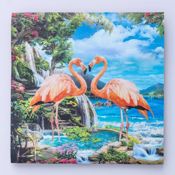 Kunstleder Nappa Panel "Flamingo" 44 x 44 cm (bunt)
