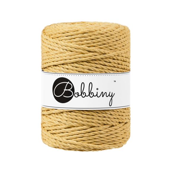 Fil macramé en coton recyclé "Rope Ø 5 mm - honey" (jaune miel) de Bobbiny