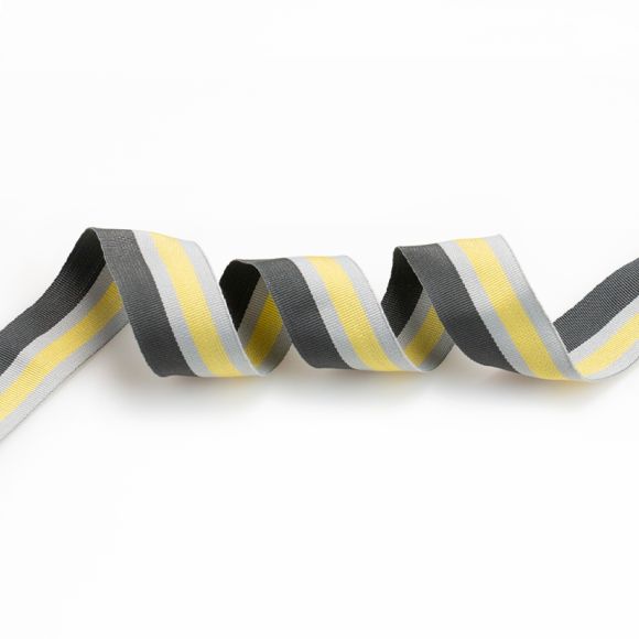 Ripsband "Multistreifen" 30 mm (grau/hellgrau/gelb)